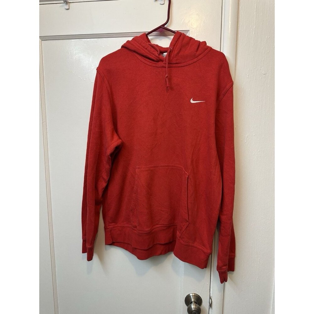 Vintage Y2K Nike Mini Swoosh Check Essential Hoodie Sweatshirt XL Red Flaws - Picture 1 of 6